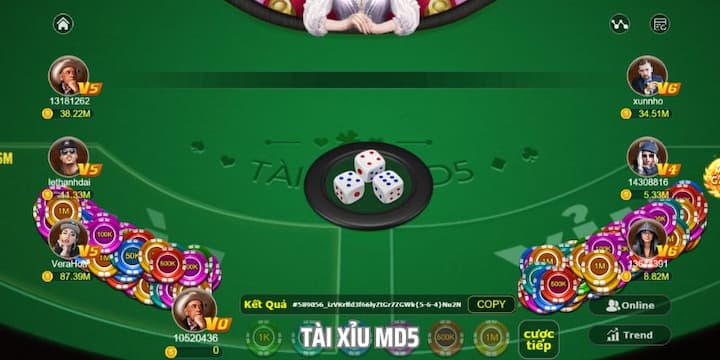 Sử dụng chuỗi MD5 trong trò chơi tài xỉu